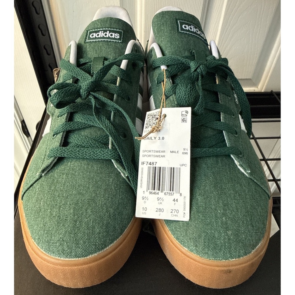 Adidas Daily 3.0 Men Size 10 Collegiate Green Canvas Skate Shoes IF7487 New NiB